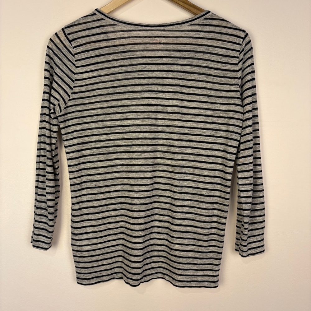 J. Crew Gray Striped St Barth French 3/4 Sleeve Top - Picture 4 of 6